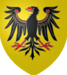 D'or, à l'aigle monocéphale de sable, membrée, becquée et liée de gueules